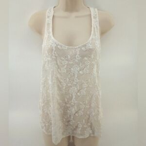 Abercrombie & Fitch Ivory Lace Embroidered Tank Top Small